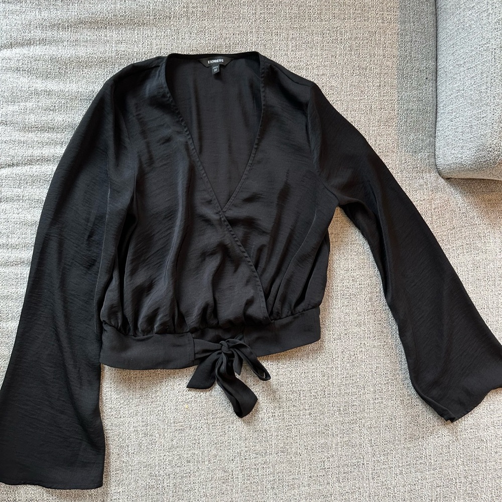 Express Black Tie-Front Blouse
